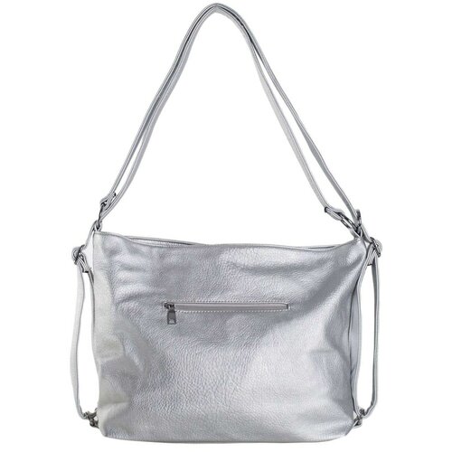 Fashion Hunters A silver backpack bag 2in1 made of ecological leather Slike