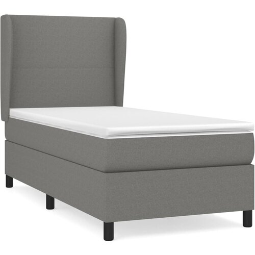 VidaXL Box spring postelja z vzmetnico temno siva 90x200 cm blago, (20791546) Slike