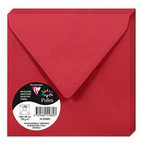 Clairefontaine kuverte Pollen 140x140mm 120gr intensive red 1/20 Slike
