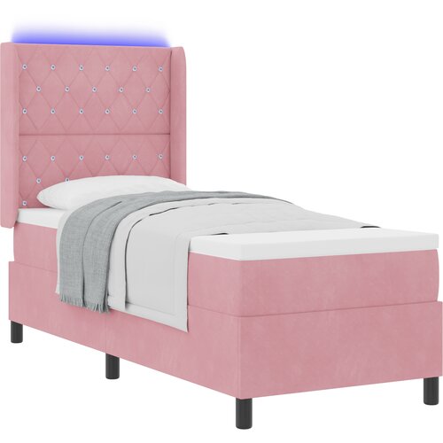 VidaXL Boks leži&amp;scaron;če z vzmetnico in LED roza 80x200 cm žamet, (22049417) Slike