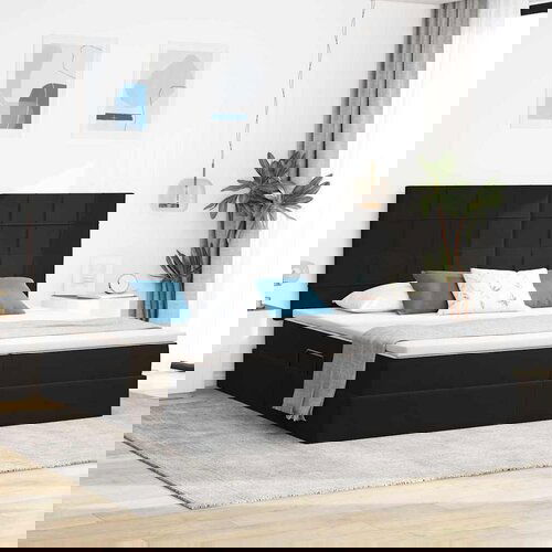 VidaXL Krevet S LED lampica s uzglavljem Crna 200 x 200 cm Bar&amp;scaron;un Slike