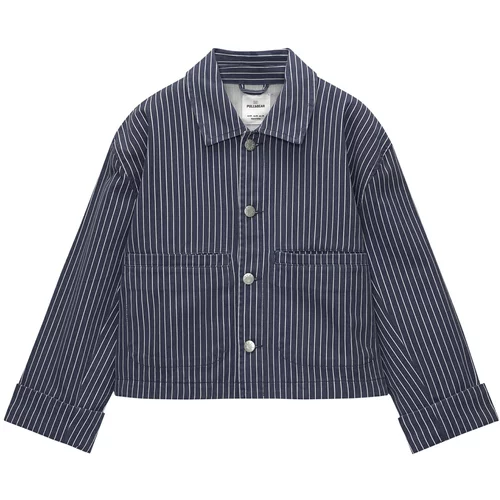 Pull&Bear Prijelazna jakna mornarsko plava / bijela