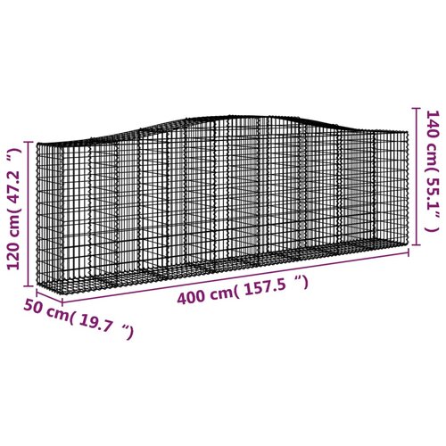  Lučne gabionske ko&amp;scaron;are 9 kom 400x50x120/140cm pocinčano željezo Slike