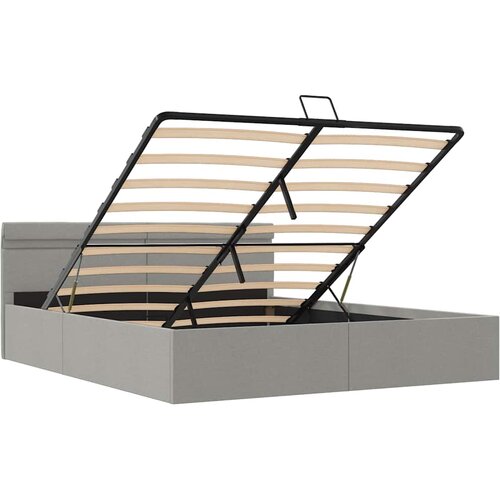  Hidraulični okvir za krevet LED svjetlosivi tkanina 160x200 cm Slike
