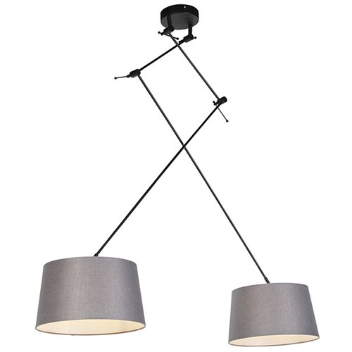 QAZQA Viseča svetilka s platnenimi odtenki temno siva 35 cm - Blitz II črna Cene