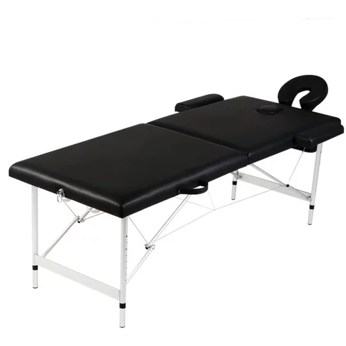  Zložljiva masažna miza 2-conska aluminijast okvir črna
