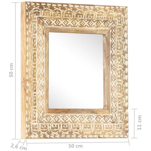  Ručno izrezbareno ogledalo 50 x 50 x 2,6 cm masivno drvo manga Slike