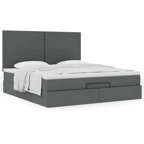 VidaXL Otomanski krevet s madracem tamnosivi 180x200cm od tkanine Slike