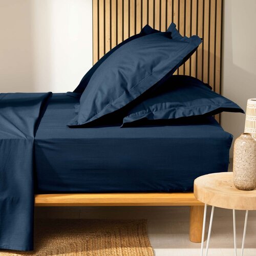 Douceur d int&amp;eacute;rieur Temno modra napenjalna rjuha iz organskega bombaža 180x200 cm Biolina &amp;ndash; Slike