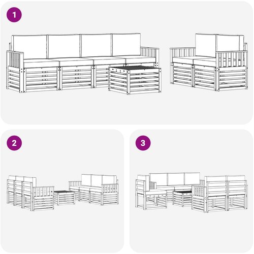  Set vanjskih sofa 7 kom. Bijela i bež Poliester 59 x 59 x 37 cm Slike