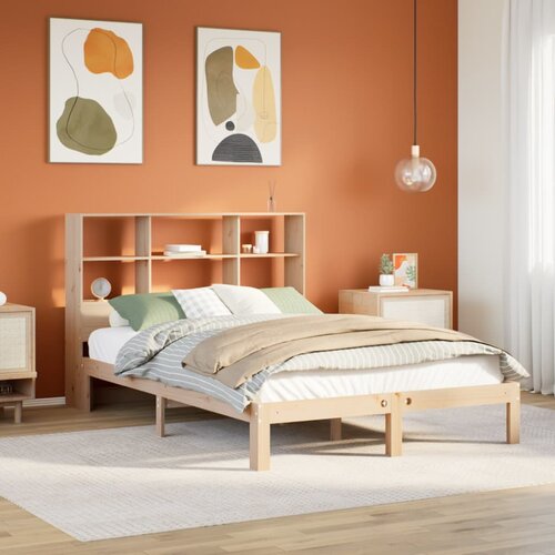 VidaXL Krevet s regalom za knjige bez madraca 120x200 cm od borovine Slike