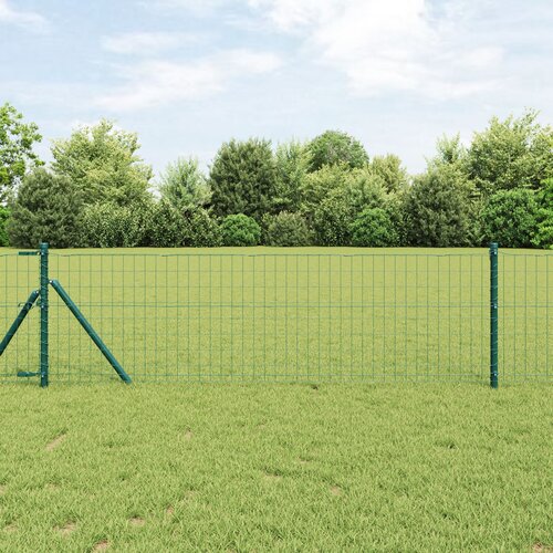 VidaXL Evropska ograja z 7 stebri 0.6x10 m cinkano jeklo zeleno Slike