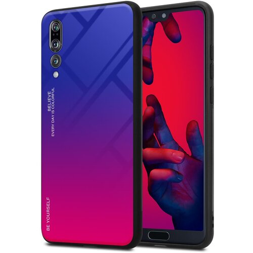 Cadorabo Ohi&scaron;je, združljiv s Huawei v vijolični - rdeči - dvobarvni za&scaron;čitni pokrov iz silikona TPU in hrbta iz kaljenega stekla, (20568536) Cene