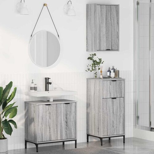  Set namje&scaron;taja za kupaonicu s ladicama 3 pcs Sivi hrast sonoma Cijene