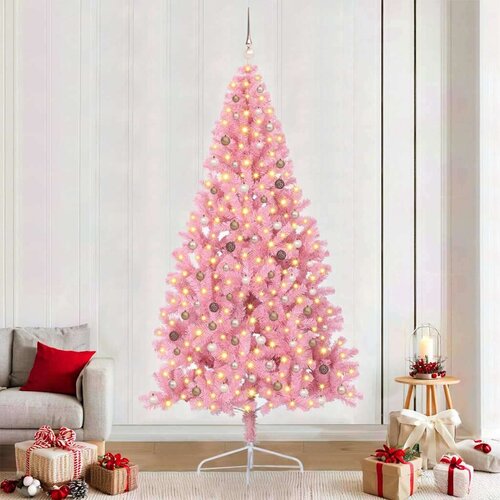 vidaXL Umjetna preddekorirana božićna jelka Roza 240 cm PVC Cene