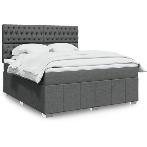vidaXL Box spring postelja z vzmetnico temno siva 180x200 cm blago Cene