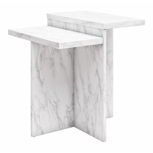 CosmoLiving by Cosmopolitan Bijeli stolić za kavu u mramornom dekoru 56x56 cm Brielle – Cijene