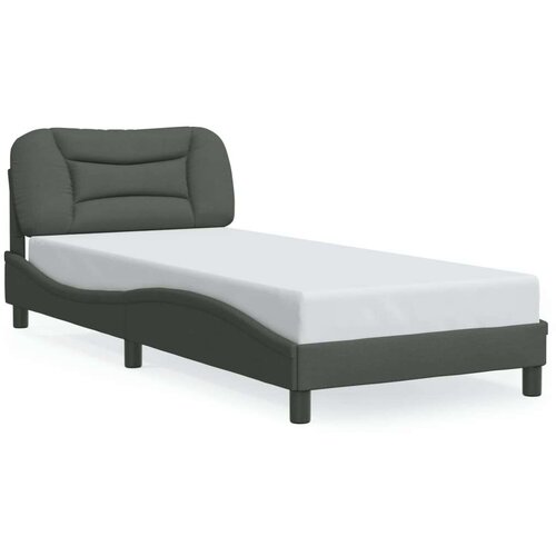 VidaXL Okvir kreveta s LED svjetlima tamnosivi 90 x 200 cm od tkanine Slike