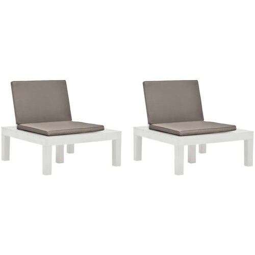 The Living Store Vrtni počivalniki z blazinami 2 kosa plastika beli - Vrtni Počivalnik, (21472385) Slike
