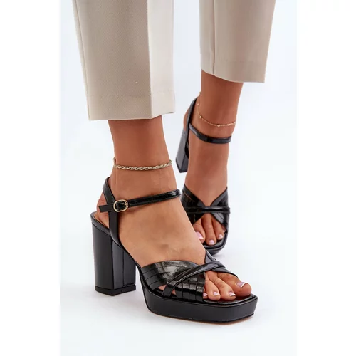 Kesi Women's Patented High Heeled Sandals Black D&A