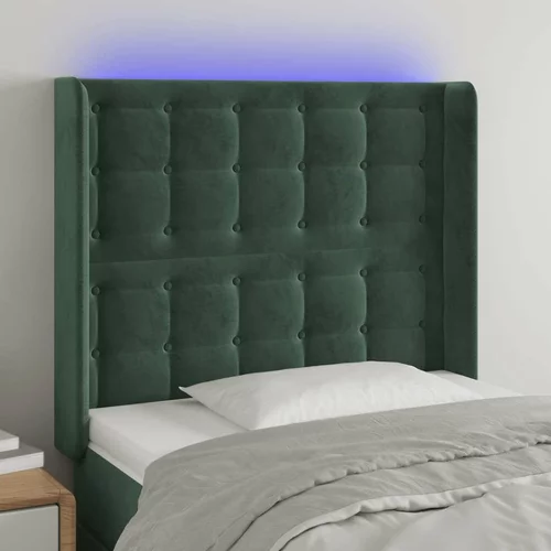  LED posteljno vzglavje temno zeleno 103x16x118/128 cm žamet, (20953533)