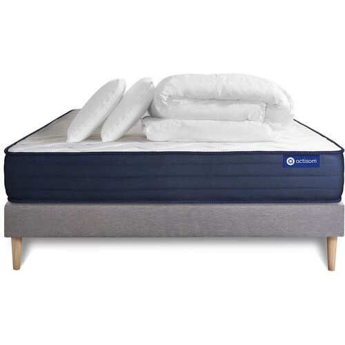 ACTISOM Celoten paket za posteljo - Vzmetnica 140x190 cm + Vzmetni okvir z letvami (komplet) + 2 vzglavnika + odeja - Actiflex Life, (21614161) Cene