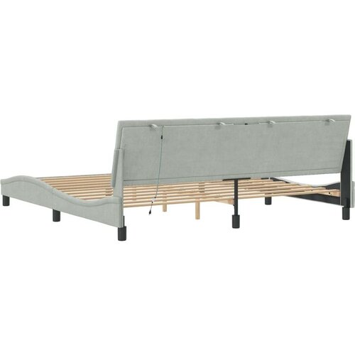 VidaXL okvir kreveta s led svjetlima svijetlosivi 200x200cm bar&amp;scaron;unasti Slike