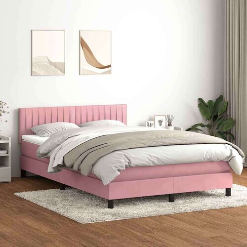Box Spring krevet s madracem ružičasti 140x220 cm baršun Cene