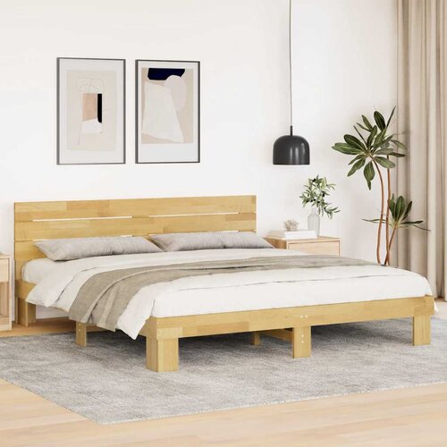 VidaXL Okvir kreveta uzglavljem bez madraca 180x200 cm puno drvo hrast Slike