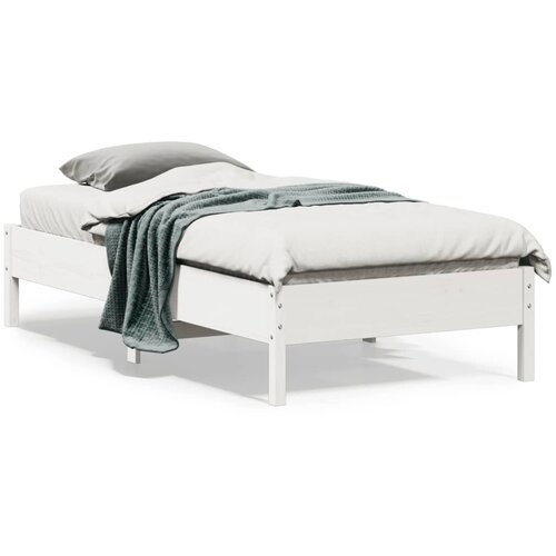 VidaXL Posteljni okvir bel 90x190 cm trdna borovina Slike
