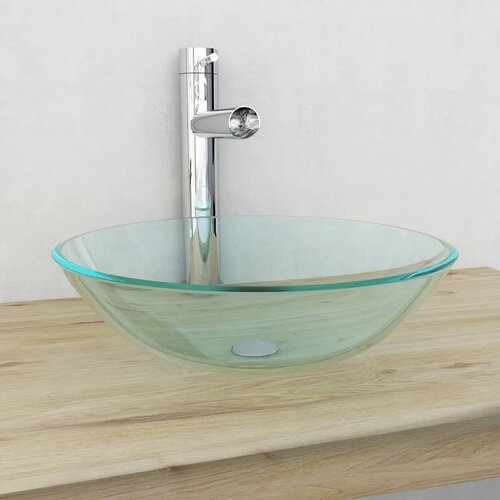 vidaXL Umivalnik Kaljeno Steklo 42 cm Prosojen, (21409347) Cene