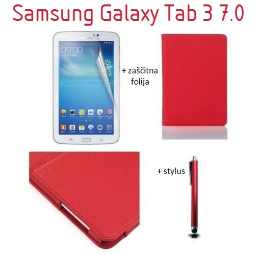  Ovitek / etui / za&amp;scaron;čita za Samsung Galaxy Tab 3 7.0 - rdeči (+ za&amp;scaron;čitna folija in pisalo) Slike