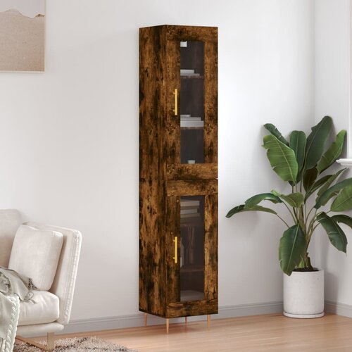  Visoka komoda dimljeni hrast 34,5x34x180cm konstruiranog drva Cijene