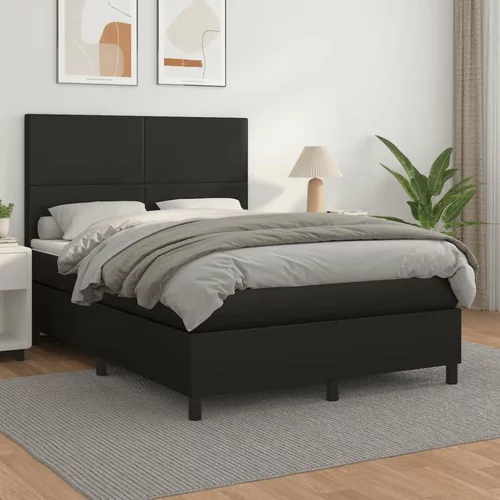  Box spring postelja z vzmetnico črn 140x200 cm umetno usnje, (20898968)