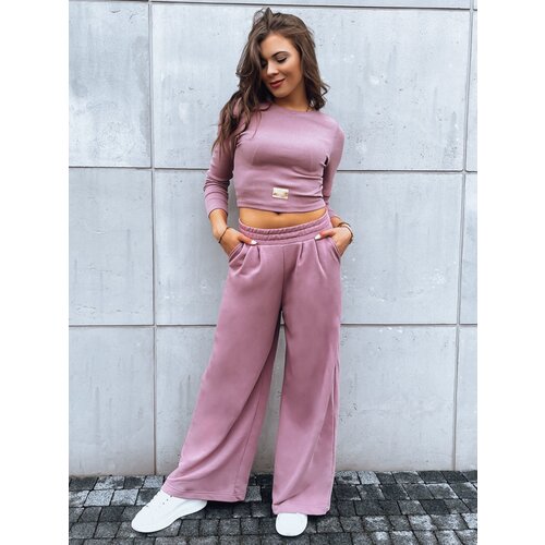 DStreet Zestaw damski spodnie wide led i crop top z długim rękawem ASTRAL ALLURE fioletowy Cene