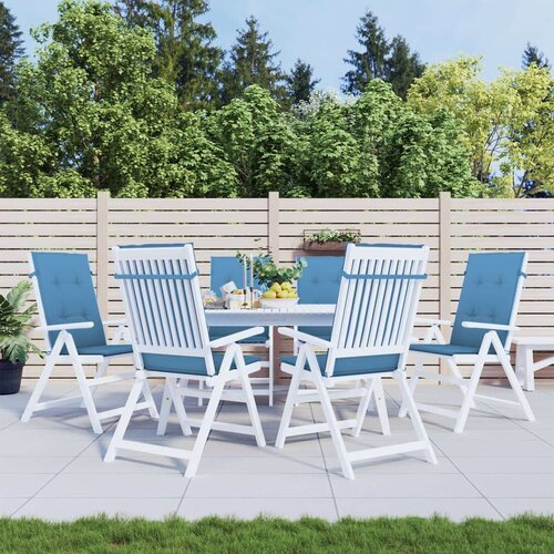 VidaXL Jastuci za stolice 6 kom pro&amp;scaron;arano plavi 120x50x4 cm od tkanine Slike