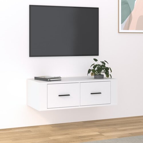VidaXL Viseča TV omarica bela 80x36x25 cm inženirski les Slike