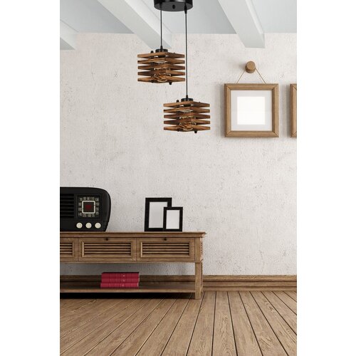 Opviq cara ahşap 2 li tepsili yanık sarkıt brown chandelier Cene
