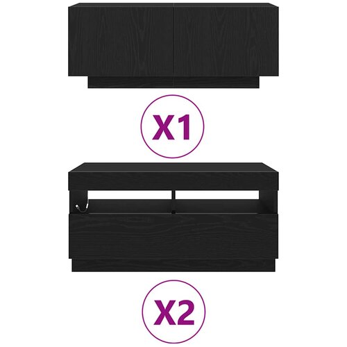  Set TV komoda 3 pcs Crna 260 x 35 x 40 cm Konstruirano drvo Slike