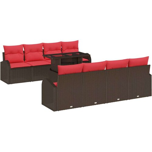 vidaXL Vrtna sedežna garnitura 9 pcs Rjava 100 x 55 x 73 cm Poly ratan, (5000020146) Cene