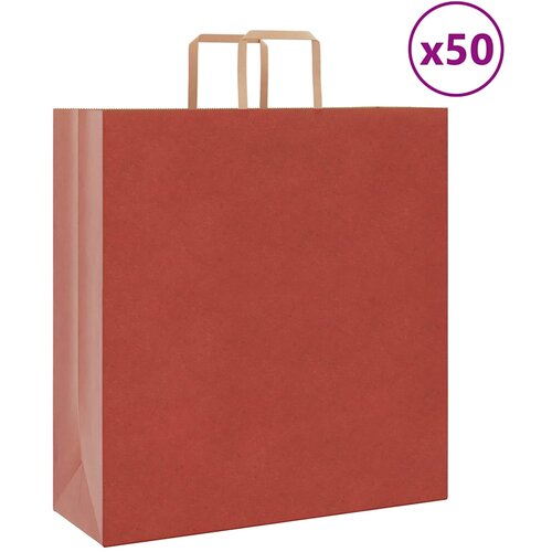 VidaXL Papirnate vrečke 50 kosov z ročaji rdeča 45x17x48 cm Slike