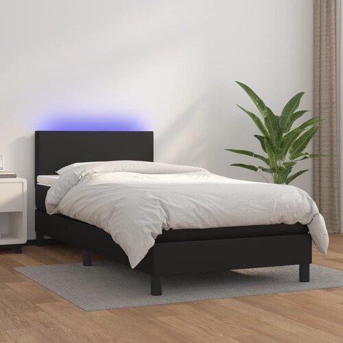  box spring s madracem LED crni 100x200cm od umjetne kože Cijene