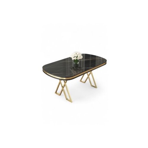 Hanah home Trpezarijski sto Zae Black Marble Gold Slike