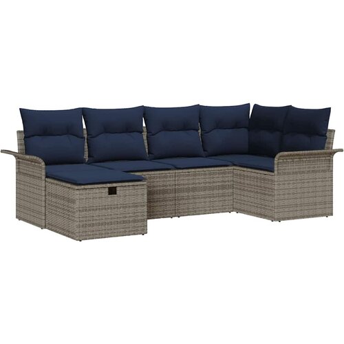  Sjedeća garnitura za vrt 6 kom. Poli ratan Siva 242,5 x 132,5 x 85 cm Slike