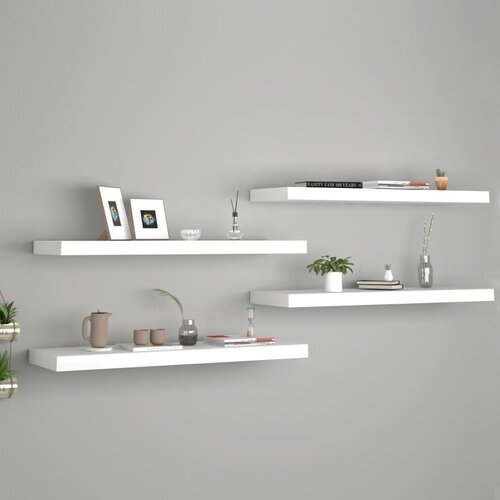 vidaXL Stenske police 4 kosi bele 80x23,5x3,8 cm MDF Cene