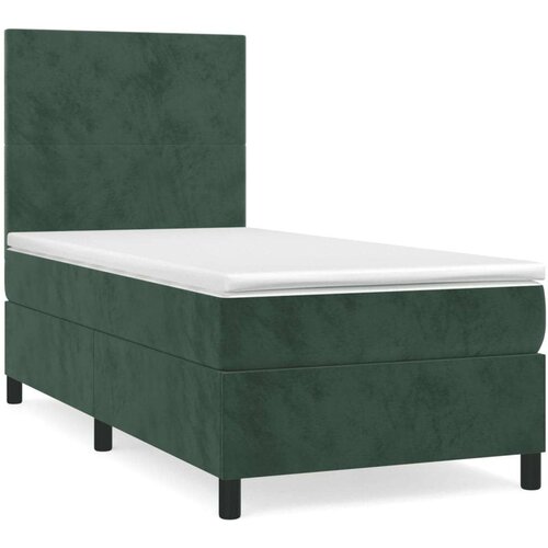 VidaXL Box spring krevet s madracem tamnozeleni 100x200 cm bar&amp;scaron;unasti Slike