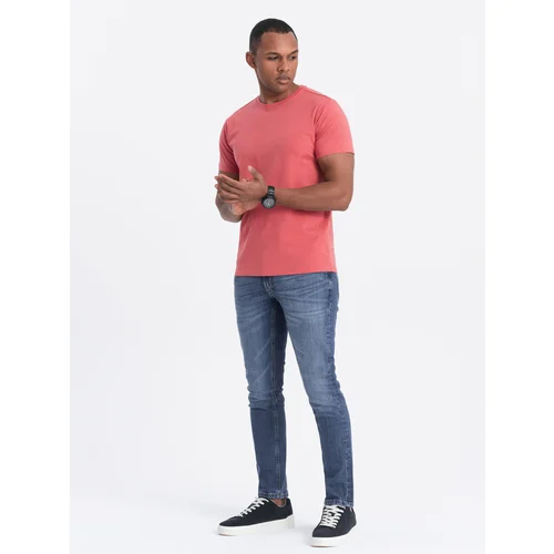 Ombre BASIC men's classic cotton T-shirt - coral