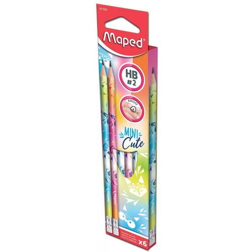 Maped Grafitni svinčnik Cute Mini z radirko, HB, 6 kosov Cene