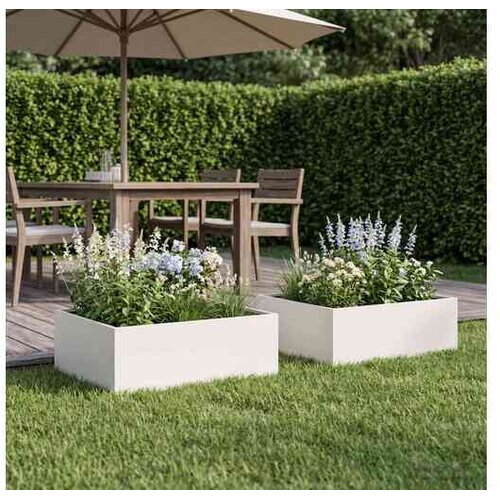 vidaXL Vrtna saksija 2 kom. Bijela 60 x 60 x 20 cm Čelična vrata - Bijela 60 x 60 x 20 cm 2 Cene