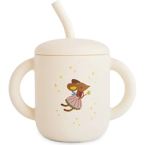Mushie silikonski lončić s slamkom training cup fairy mice Slike